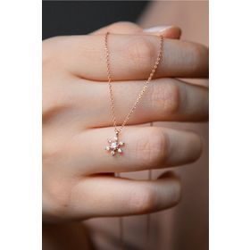 Papatya Silver UVPS101076 Rose Altın Kaplama Kartanesi 925 Ayar Gümüş Kolye