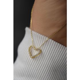 Papatya Silver UVPS101083 Gold Kaplama Montür Kalp 925 Ayar Gümüş Kolye