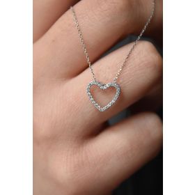 Papatya Silver UVPS101084 Rodyum Kaplama Montür Kalp 925 Ayar Gümüş Kolye