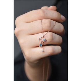 Papatya Silver UVPS101124 Rose Kaplama Yağmur Bulutu 925 Ayar Gümüş Kolye