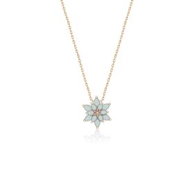 Papatya Silver UVPS101129 Orjinal Beyaz Doğal Opal Taşlı Lotus 925 Ayar Gümüş Kolye