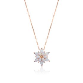 Papatya Silver UVPS101140 Beyaz Opal Taşlı Lotus 925 Ayar Gümüş Kolye