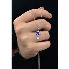 Papatya Silver UVPS101201 Rodyum Kaplama Mineli Kayan Yıldız 925 Ayar Gümüş Kolye