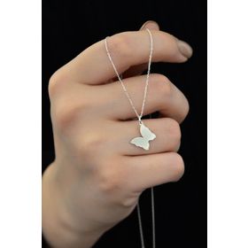 Papatya Silver UVPS101205 Rodyum Kaplama Kelebek 925 Ayar Gümüş Kolye