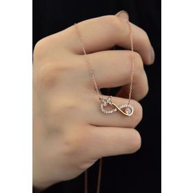 Papatya Silver UVPS101224 Rose Altın Kaplama Beyaz Taşlı Kelebek 925 Ayar Gümüş Kolye