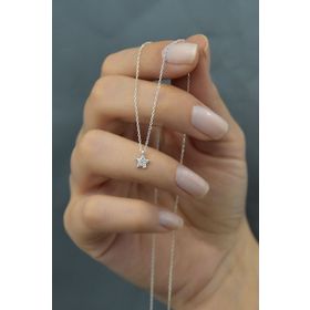 Papatya Silver UVPS101256 Rodyum Kaplama Zirkon Taşlı Yıldız 925 Ayar Gümüş Kolye