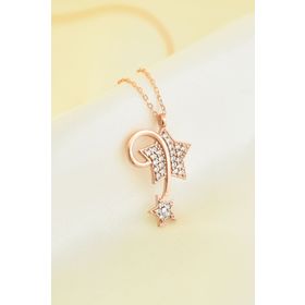 Papatya Silver UVPS101355 Rose Kaplama Beyaz Taşlı Kayan Yıldız 925 Ayar Gümüş Kolye