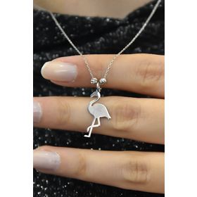 Papatya Silver UVPS101357 Rodyum Kaplama Dorika Toplu Flamingo 925 Ayar Gümüş Kolye