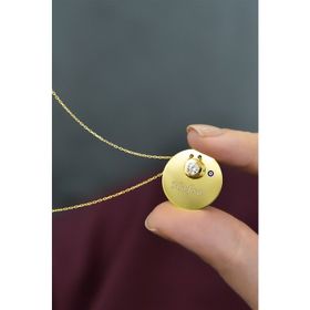 Papatya Silver UVPS101405 Altın Kaplama Tektaşlı Plaka 925 Ayar Gümüş Kolye