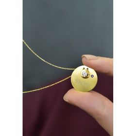 Papatya Silver UVPS101405 Altın Kaplama Tektaşlı Plaka 925 Ayar Gümüş Kolye