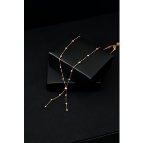 Papatya Silver UVPS101833 Rose Kaplama Dorika Toplu Zincir 925 Ayar Gümüş Kolye