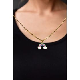 Papatya Silver UVPS101912 Altın Kaplama Renkli Mineli Gökkuşağı Bulut 925 Ayar Gümüş Kolye
