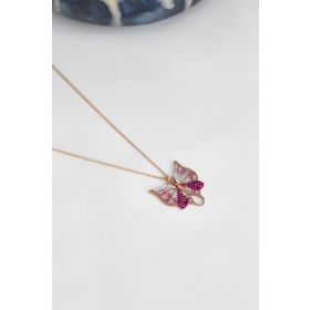 Papatya Silver UVPS101934 Rose Altın Kaplama Kelebek 925 Ayar Gümüş Kolye