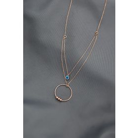 Papatya Silver UVPS102068 Rose Kaplama Nazar Gözlü Toplu Halka Asansör 925 Ayar Gümüş Kolye