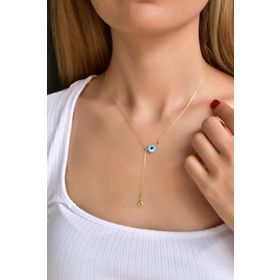 Papatya Silver UVPS102108 Altın Kaplama Dorika Toplu Opal Taşlı Göz 925 Ayar Gümüş Kolye