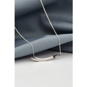 Papatya Silver UVPS102154 Rodyum Kaplama Taşlı Zülfikar Kılıç 925 Ayar Gümüş Kolye