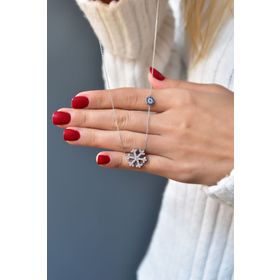 Papatya Silver UVPS102167 Rodyum Kaplama Nazarlı Kartanesi 925 Ayar Gümüş Kolye