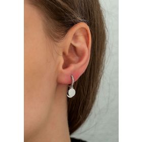 Papatya Silver UVPS300170 925 Ayar Rodyum Kaplama Çift Pullu Sallantılı Gümüş Küpe