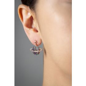 Papatya Silver UVPS300315 925 Ayar Renkli Taşlı Gezegen Gümüş Küpe