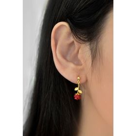 Papatya Silver UVPS300458 925 Ayar Gold Kaplama Gül Çivili Çift Gümüş Küpe