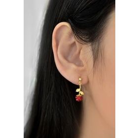 Papatya Silver UVPS300458 925 Ayar Gold Kaplama Gül Çivili Çift Gümüş Küpe