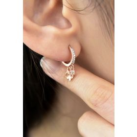 Papatya Silver UVPS300494 925 Ayar Rose Kaplama Yonca Figürlü Halka Kadın Gümüş Küpe