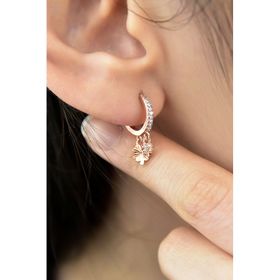 Papatya Silver UVPS300494 925 Ayar Rose Kaplama Yonca Figürlü Halka Kadın Gümüş Küpe