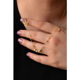 Papatya Silver UVPS400166 3 Renk Akışlı Sim Dorika Fatma Eli ve Melek 925 Ayar Gümüş Kolye
