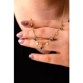 Papatya Silver UVPS400176 Altın Kaplama Pullu Camgöz 925 Ayar Gümüş Kolye