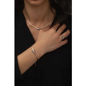 Papatya Silver UVPS600009 Yassı Zincir Bileklik Yüzük Üçlü Takım Set 925 Ayar Gümüş Kolye