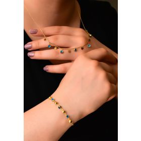 Papatya Silver UVPS600057 Altın Kaplama Pullu Camgöz Bileklik Set 925 Ayar Gümüş Kolye
