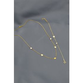 Papatya Silver UVPS600091 Altın Kapla Taşlı Yıldız Bileklik Set 925 Ayar Gümüş Kolye
