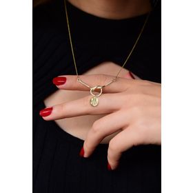 Papatya Silver UVPTS100068 925 Ayar Gold Kaplama Barış Sembolü Düğüm Kadın Gümüş Kolye