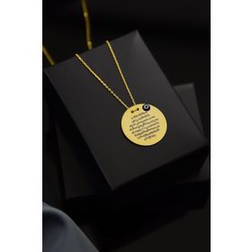 Papatya Silver UVPTS100143 925 Ayar Gold Kaplama Ayetel Kürsili Plaka Gümüş Kolye