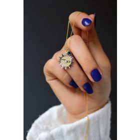 Papatya Silver UVPTS100204 925 Ayar Gold Kaplama Doğum Taşlı Kristal Kesim Plaka Oğlak /capricorn Burç Gümüş Kolye