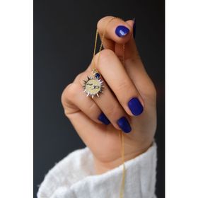 Papatya Silver UVPTS100204 925 Ayar Gold Kaplama Doğum Taşlı Kristal Kesim Plaka Oğlak /capricorn Burç Gümüş Kolye