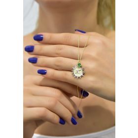 Papatya Silver UVPTS100210 925 Ayar Gold Kaplama Doğum Taşlı Kristal Kesim Plaka Ikizler-gemini Burç Gümüş Kolye