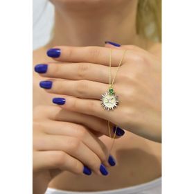 Papatya Silver UVPTS100210 925 Ayar Gold Kaplama Doğum Taşlı Kristal Kesim Plaka Ikizler-gemini Burç Gümüş Kolye
