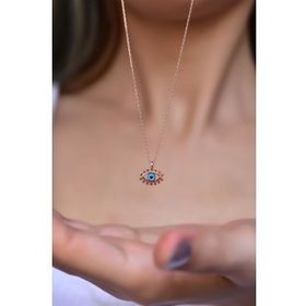 Papatya Silver UVPTS100236 925 Ayar Rose Kaplama Cam Kirpik Göz Gümüş Kolye