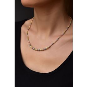 Papatya Silver UVPTS100354 925 Ayar Üç Renk Sim Toplu Dorika Toplu Gümüş Kolye
