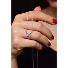 Papatya Silver UVPTS100356 925 Ayar Rodyum Kaplama Pembe Zirkon Taşlı Plumeria Gümüş Kolye