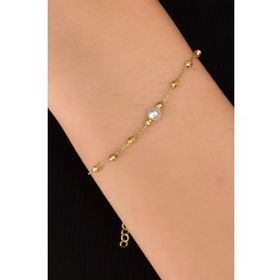 Papatya Silver UVPTS100476 925 Ayar Gold Kaplama Dorika Toplu Incili Gümüş Kolye