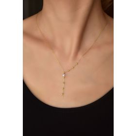 Papatya Silver UVPTS100476 925 Ayar Gold Kaplama Dorika Toplu Incili Gümüş Kolye