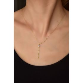 Papatya Silver UVPTS100476 925 Ayar Gold Kaplama Dorika Toplu Incili Gümüş Kolye