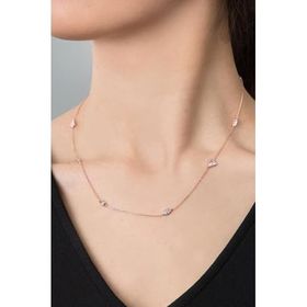 Papatya Silver UVPTS100559 925 Ayar Rose Kaplama Geometrik Desenli Zirkon Taşlı Zincir Gümüş Kolye