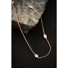 Papatya Silver UVPTS100559 925 Ayar Rose Kaplama Geometrik Desenli Zirkon Taşlı Zincir Gümüş Kolye