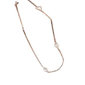 Papatya Silver UVPTS100559 925 Ayar Rose Kaplama Geometrik Desenli Zirkon Taşlı Zincir Gümüş Kolye