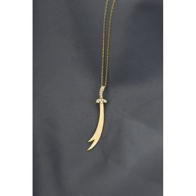 Papatya Silver UVPTS10069 925 Ayar Gold Kaplama Dikey Taşlı Zülfikar Kılıç Gümüş Kolye