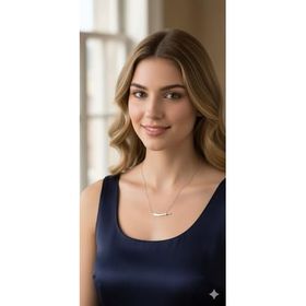Papatya Silver UVPTS10070 925 Ayar Rodyum Kaplama Yatay Taşlı Zülfikar Kılıç Gümüş Kolye
