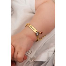 Papatya Silver UVPTS200009 925 Ayar Gümüş Nazar Uğur Böcekli Kız Bebek Künyesi